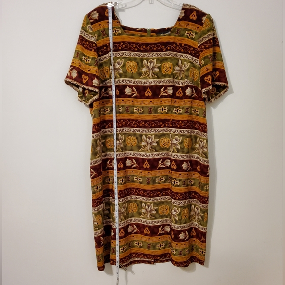 Vintage Sag Harbor Women Tropical Hawaiian Shoulder Padded Shift Dress Sz 22W - Picture 2 of 10